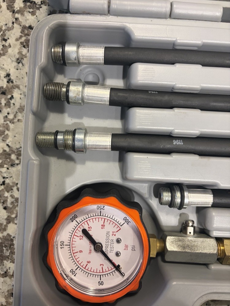 Lang TU-30A Compression Tester Set, Gasoline Engine Testing Kit with Adapters