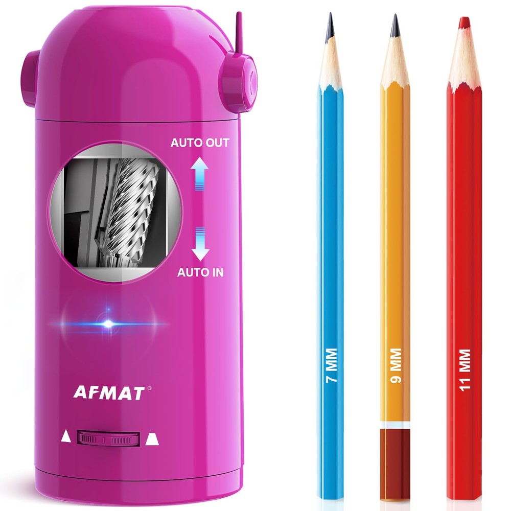 AFMAT Electric Pencil Sharpener, Fully Automatic Sharpener for Pink