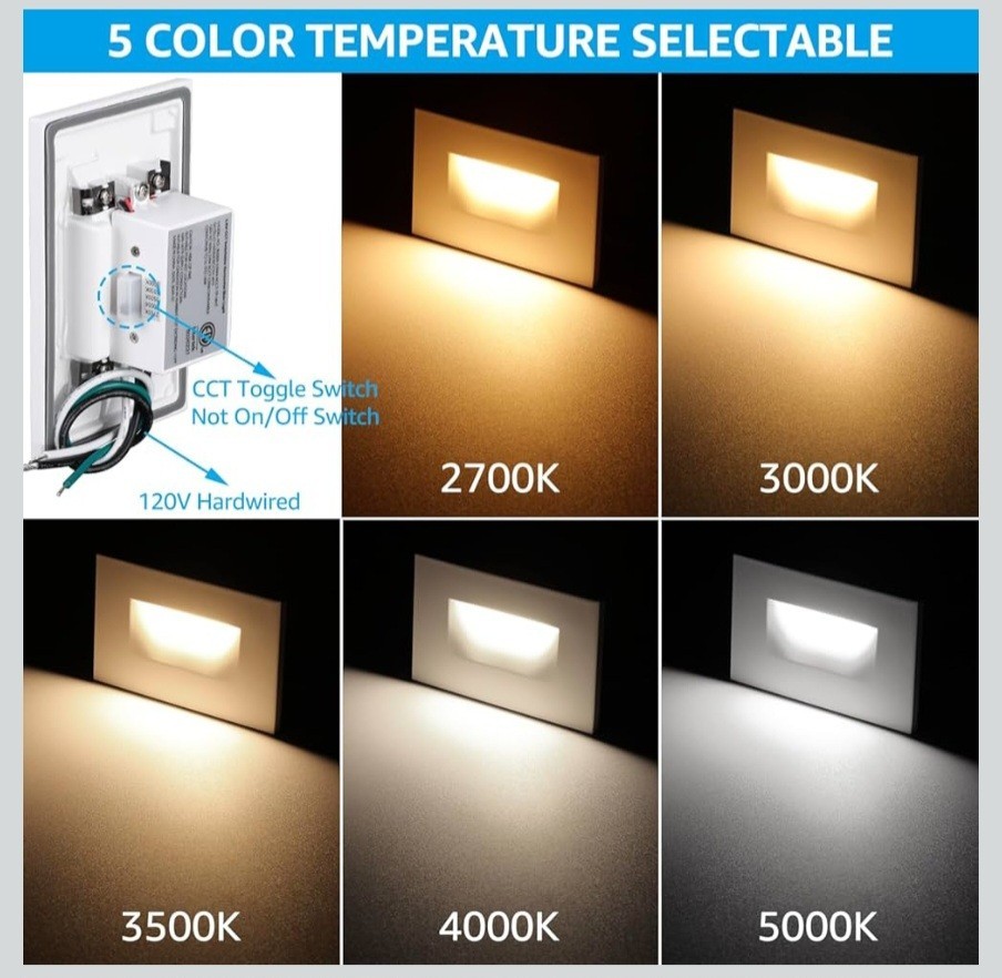 12 Pack LeonLite LED Step Light 3.5W Waterproof Stair Light White -Horizontal