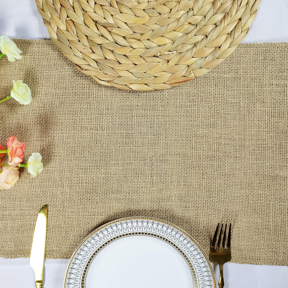 4 Pack 12 x 72 Inch Natural Burlap Table RunnersRustic Jute Table Runner and ...