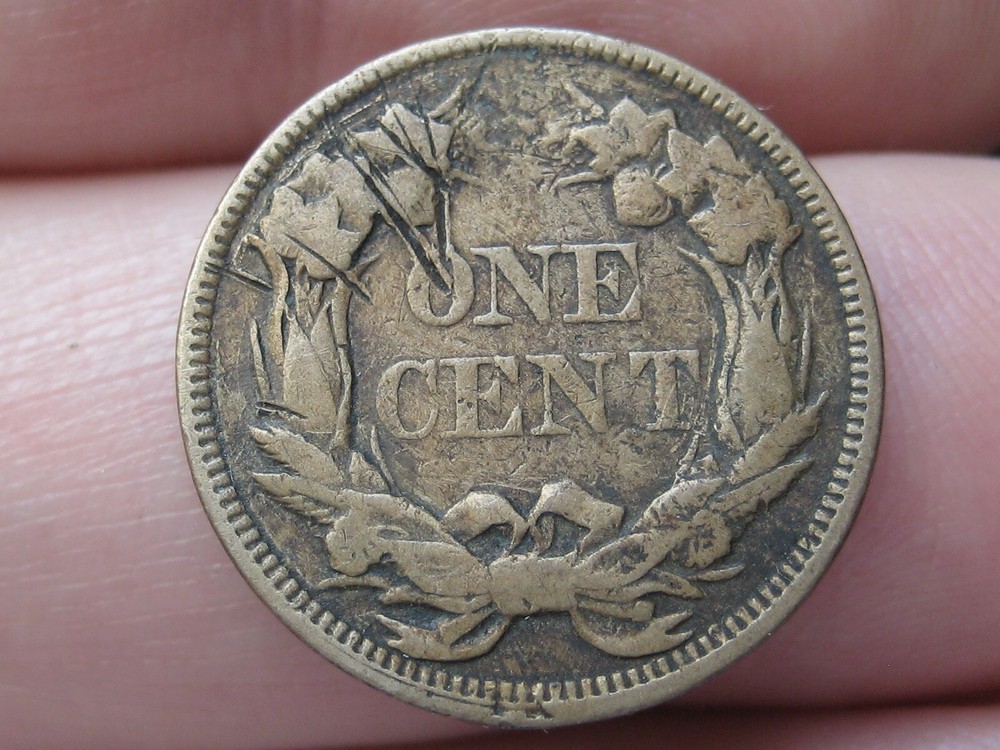 1857 Flying Eagle Penny One Cent- Fine/VF Details