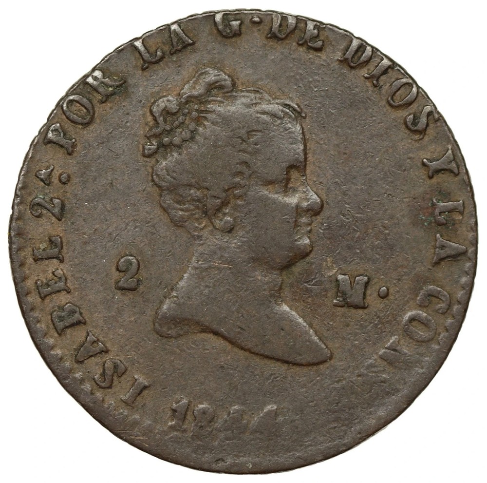 Spain - 2 Maravedís 1844 - Isabella II