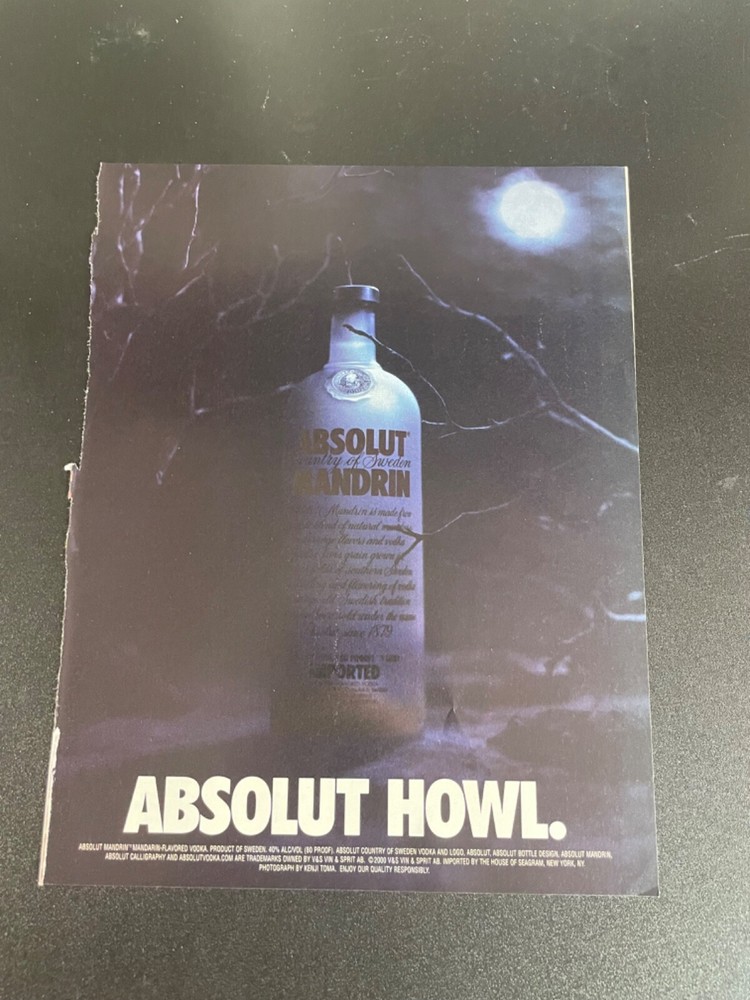 Vodka Absolut Howl 2000 Magazine Advertisement Print Ad