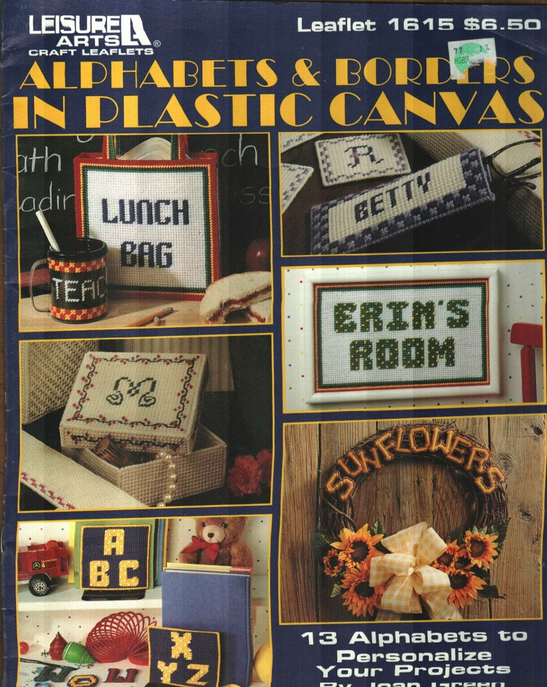 NEW ALPHABETS & BORDERS TO PERSONALIZE 13 DESIGNS PLASTIC CANVAS PATTERN BOOK