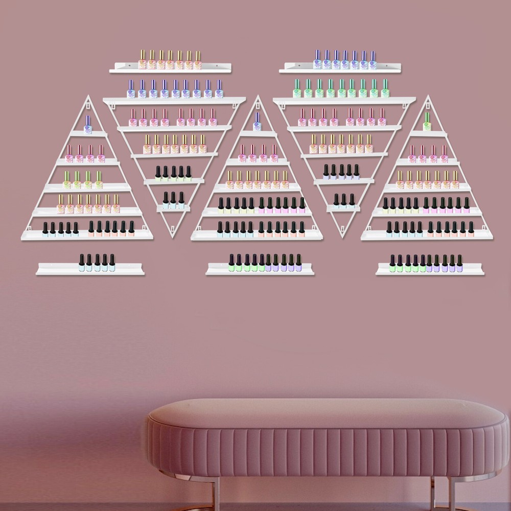 10PCS Triangular Nail Polish Racks, Wall-mounted Nail Polish Racks, 5-tier
