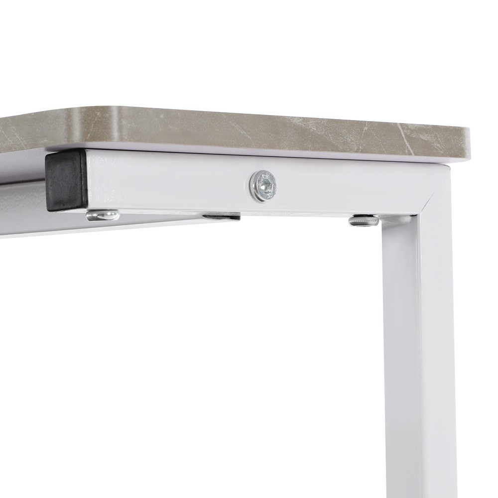 3-tier Computer Desk, Home Office Desk, Rolling Computer Desk, White, Grey