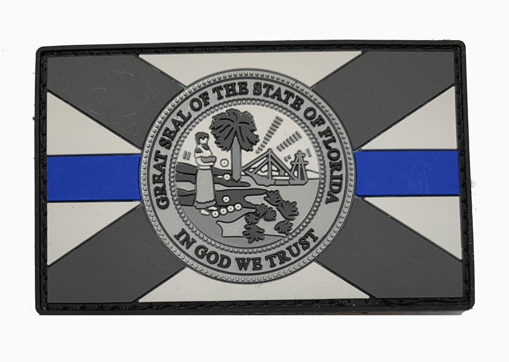 Subdued Thin Blue Line FLORIDA State Flag PVC Patch