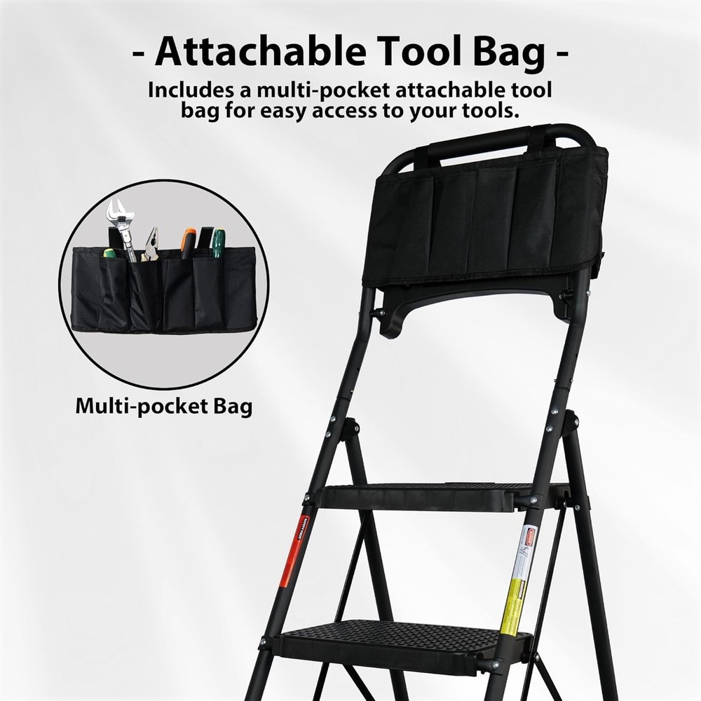 400lbs Max Load 5-Step Ladder with Tool Tray, Handrails