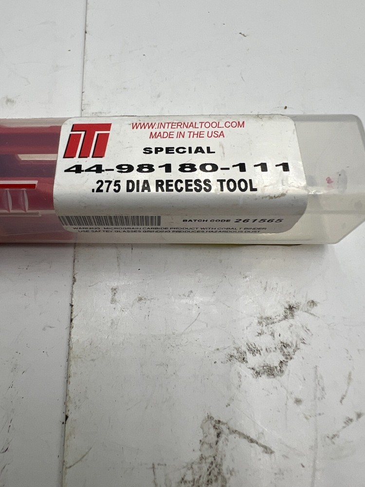 Internal Tool Special 44-98180-111, .275 Diameter Recess Tool, Batch Code 261565