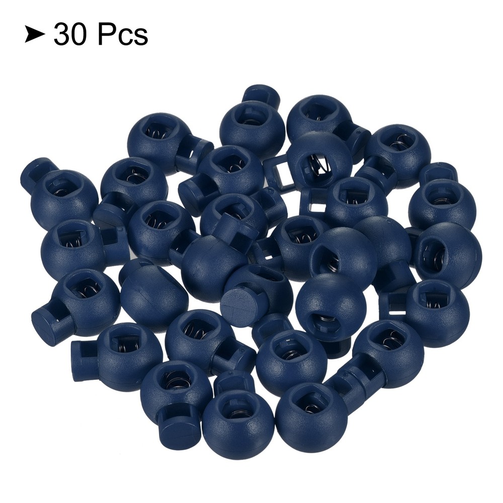 Cord Locks, 30 Pack Ball Spring Toggle Stopper, Navy Blue