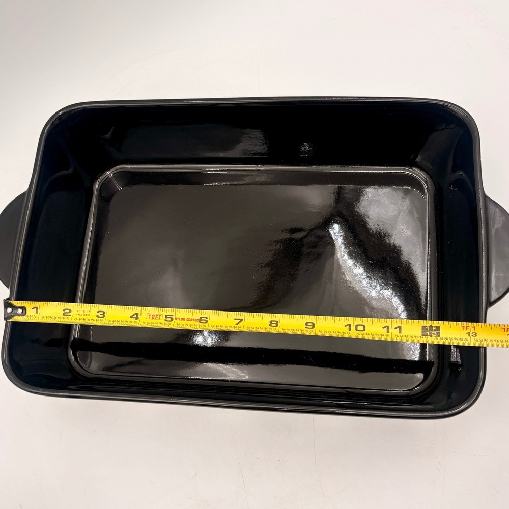 Black White Courtly Check Checkered Stoneware Rectangular Baking Casserole Dish