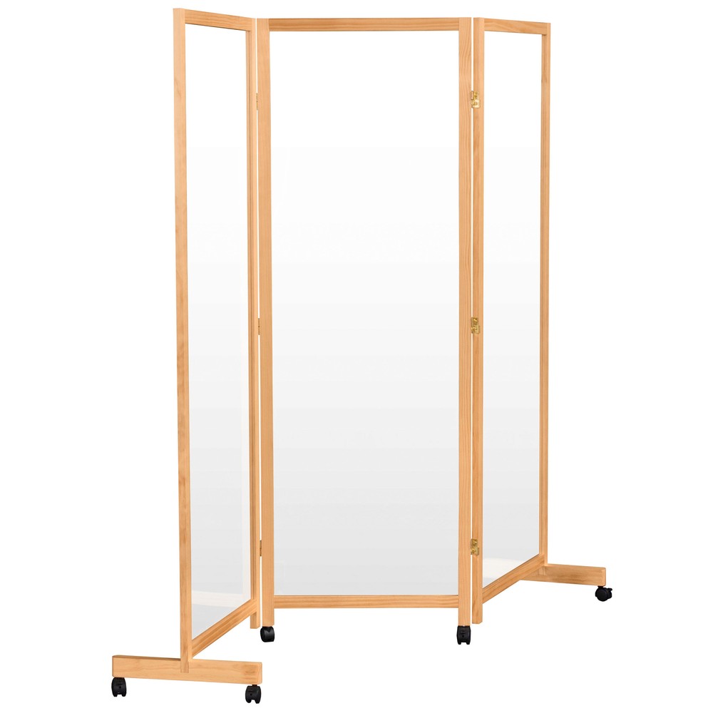 5.75 ft Tall Clear Plastic Partition on Wheels Natural