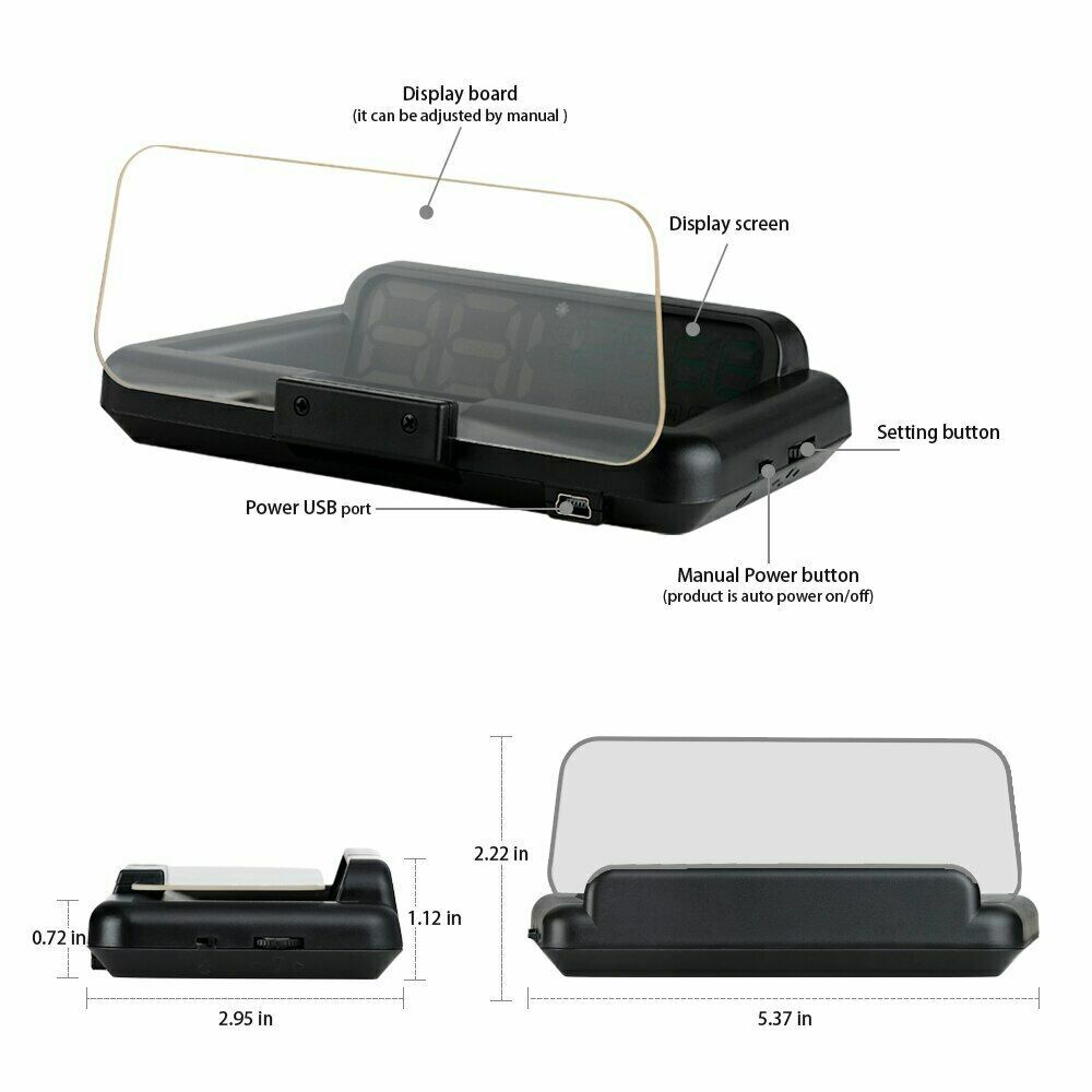 C500 Car HUD Head Up Display Speedometer Windshield Projector Diagnostic Tool