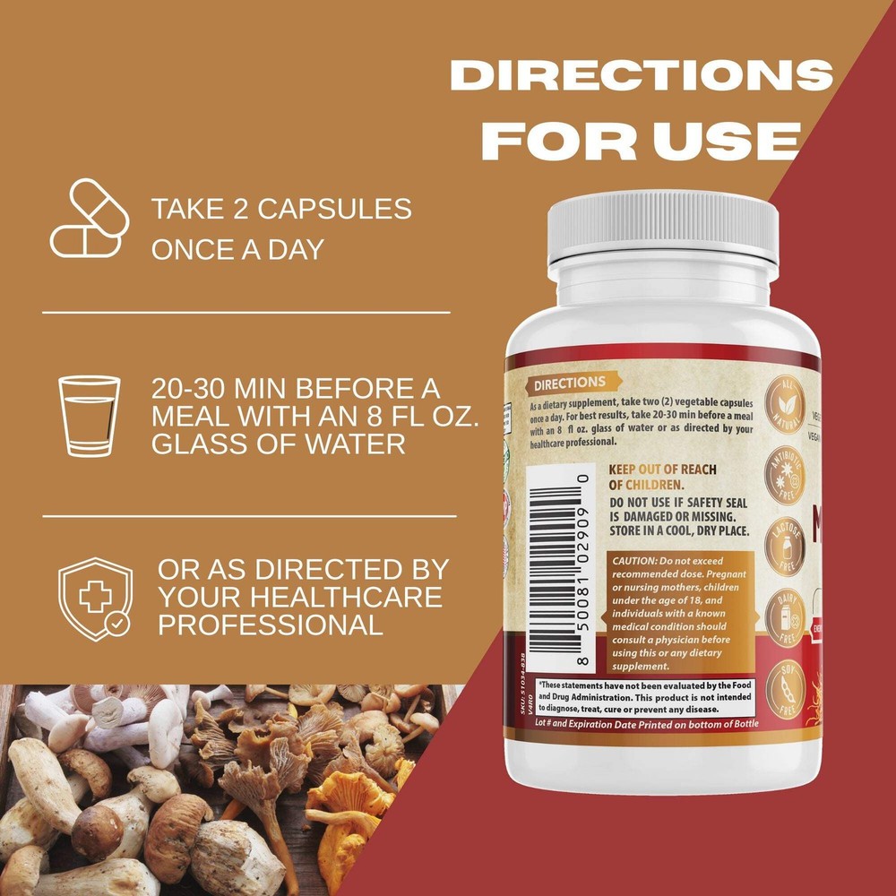 Mushroom Complex Supplement. USA Made.