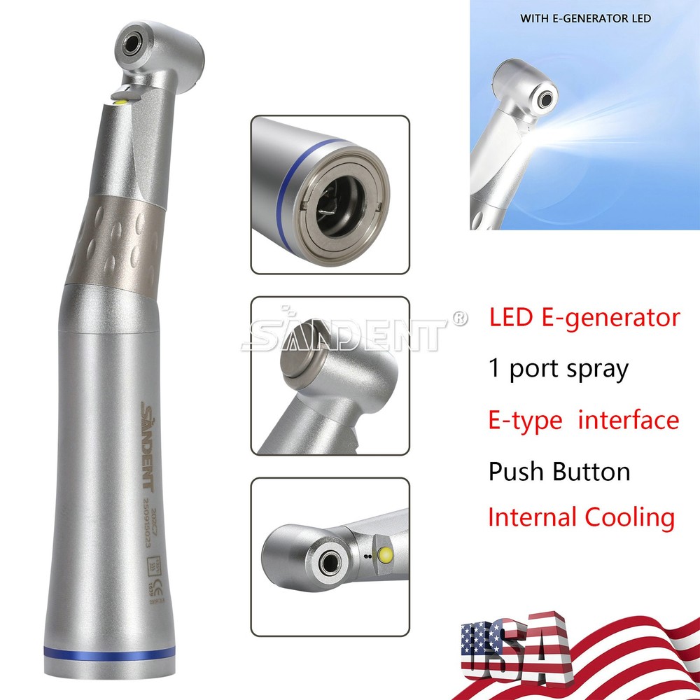 Dental 1:1 Contra Angle E-generator LED Internal Way Low Speed Handpiece E-type