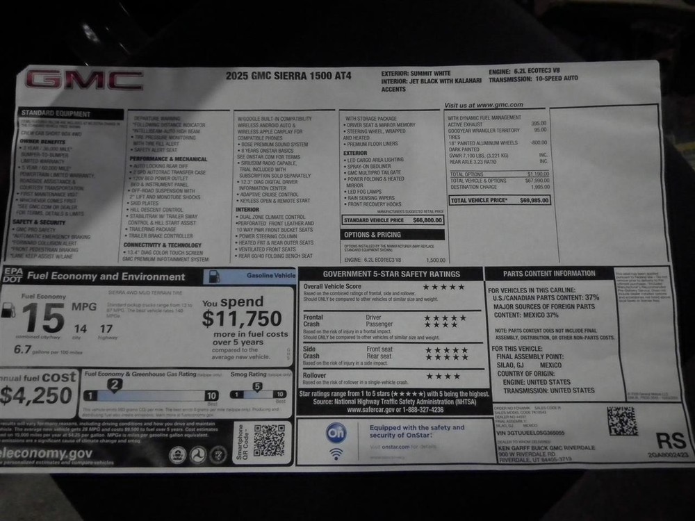 GMC Sierra 1500 Pickup 2024-2025 Automatic Transmission Control Module 7433