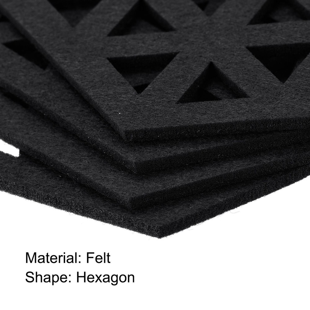 Felt Coasters 4pcs Hexagonal Pads Coasters Black