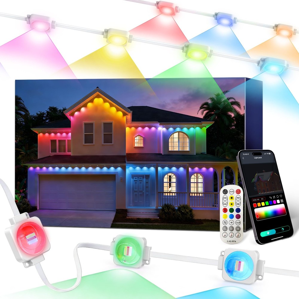 Permanent Outdoor Lights 100FT, RGB+IC Eave Lights with Remote APP Control, D...