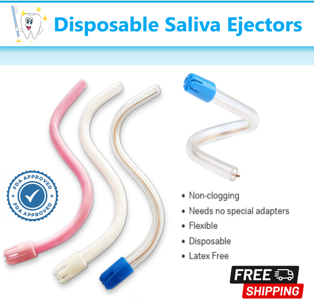 100-1000 Dental Saliva Ejectors Ejector CLEAR/BLUE Suction Tips Disposable Tip