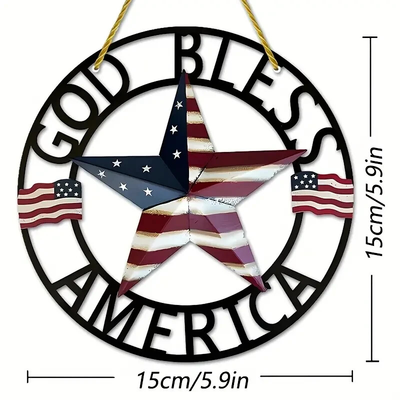 God Bless America Double Sided Round Dyed Acrylic Decor