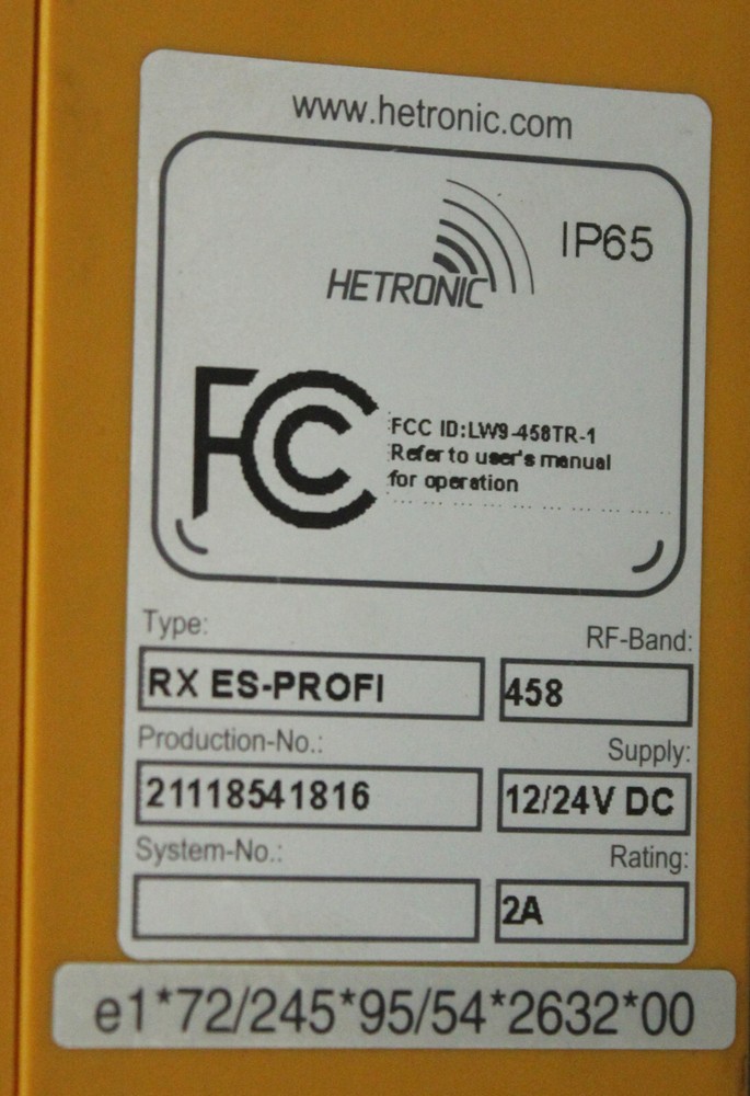 Hetronic RX ES-PROFI RF BAND 458 Mobile Transceiver