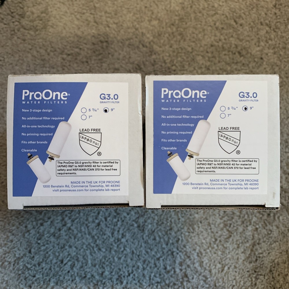 ProOne 9 inch G3.0 Gravity Water Filter NEW ( 2 Pack )