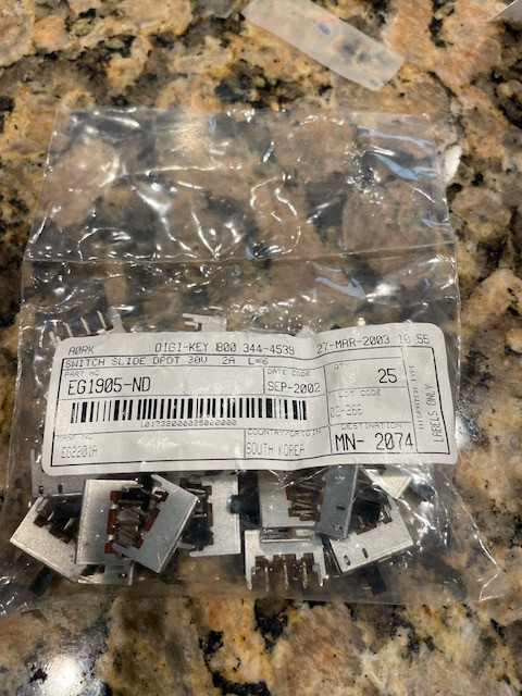 Slide Switch DPDT 25 in pack-HO