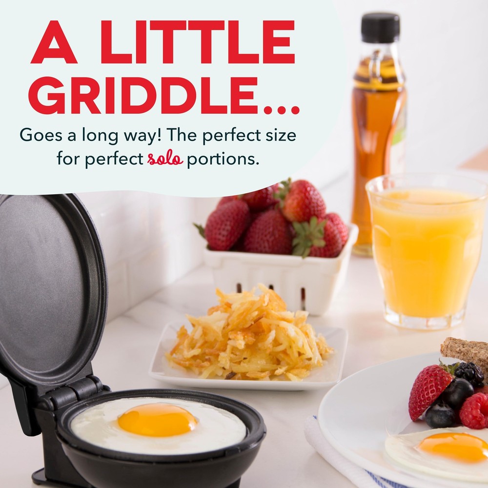 Dash Maker Mini Round Electric Griddle Machine For Individual Pancakes Black