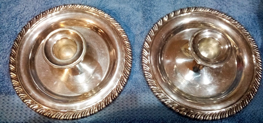 Two Vintage ONEIDA SILVERSMITHS Silver Plate Candle Holders