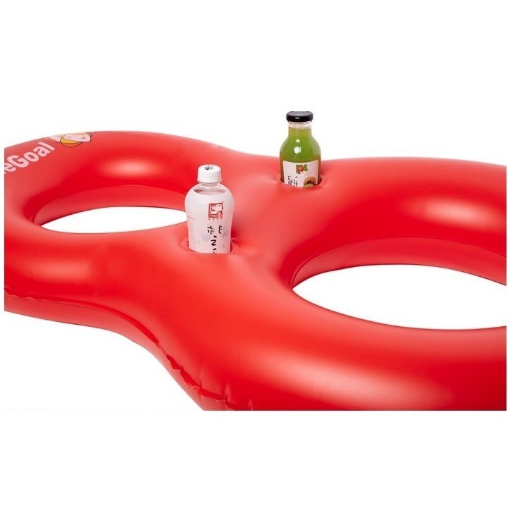 Inflatable Red Number 8 Pool Float With Drink Holders Large Two Person