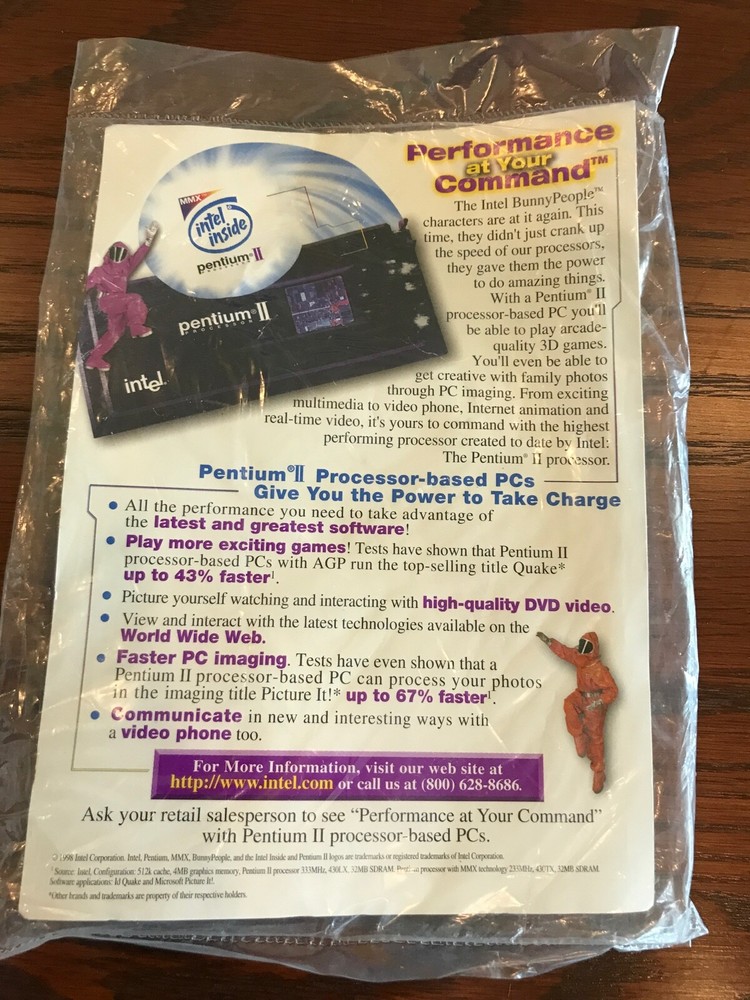 Vintage 1998 Intel Pentium II processor BunnyPeople notepad marketing collateral