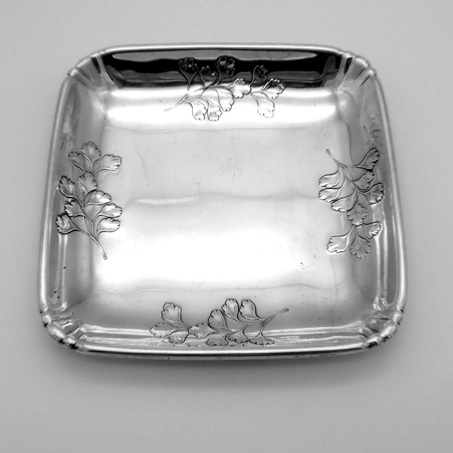 Square Serving Dish Gingko Leaf Designs Wallace Sterling Silver