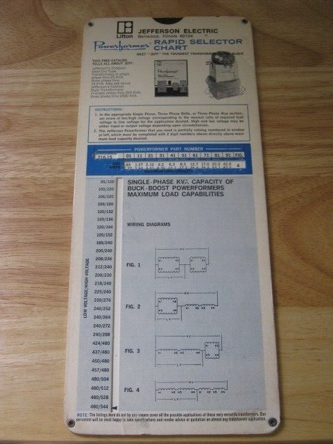 Performer Rapid Transformer Selector Slide Chart 1973