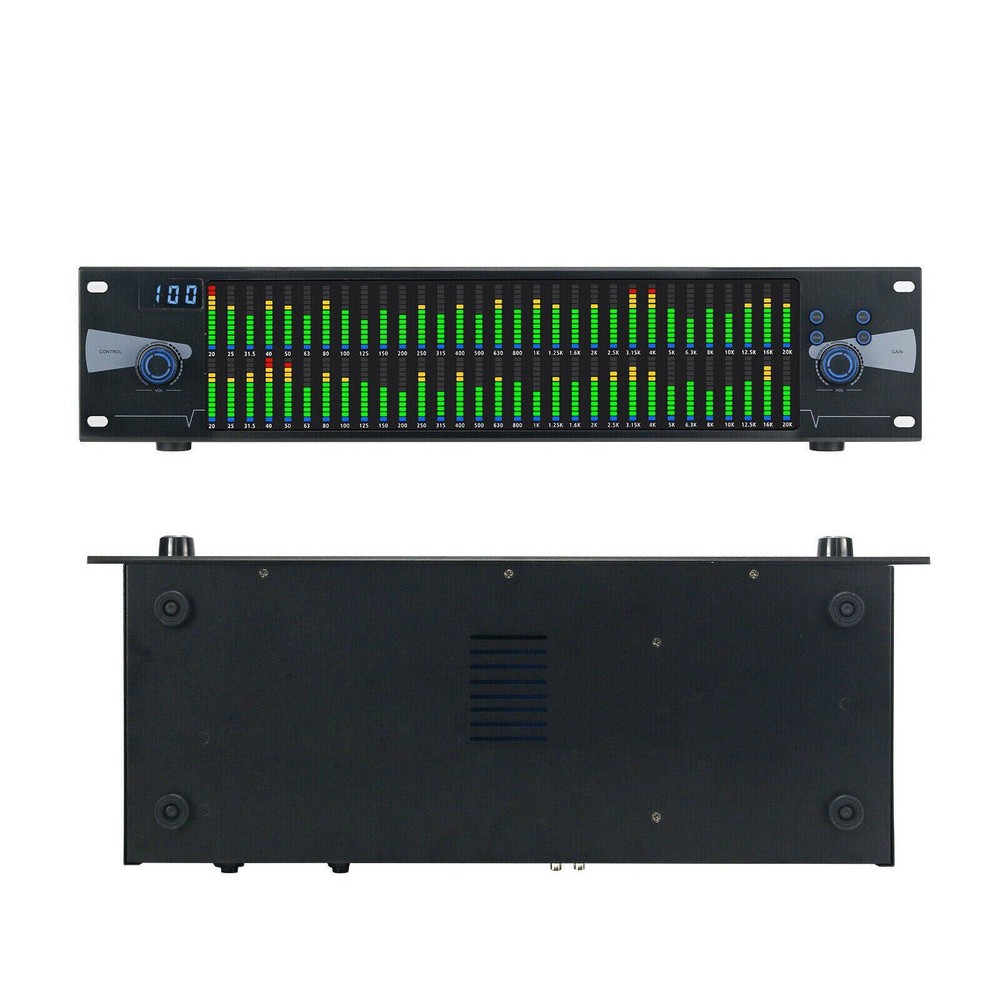 220V Graphic Equalizer Digital Equalizer Dual 31-Band Spectrum Display for Stage