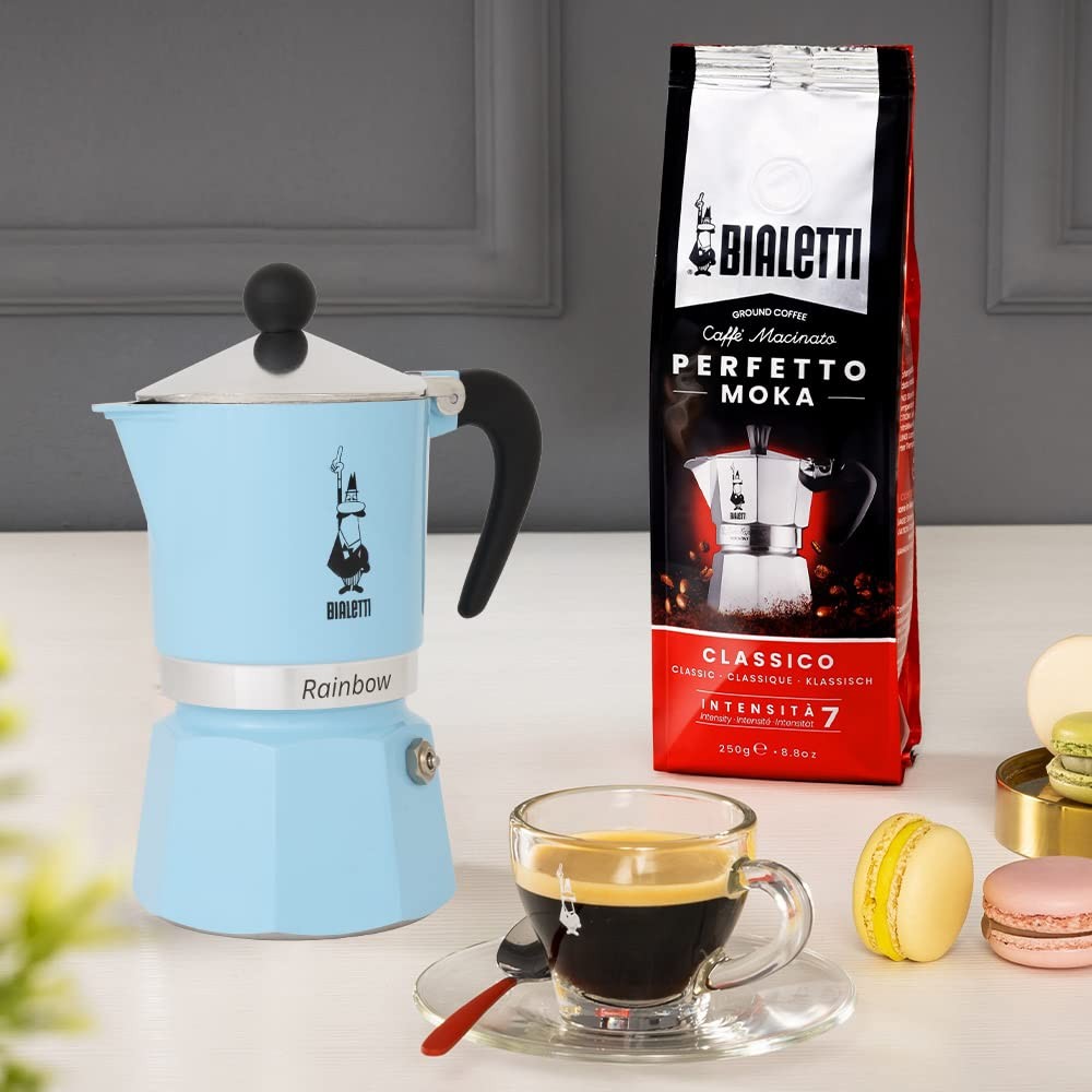 Bialetti 5042 Rainbow Espresso Maker, Light Blue