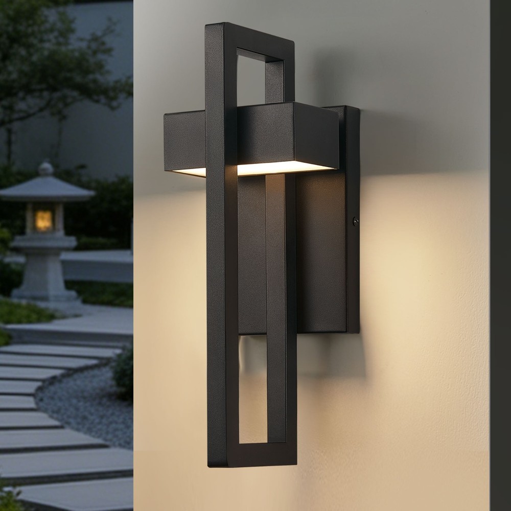 1-2 Pack 16.5 in. Black Outdoor Wall Light