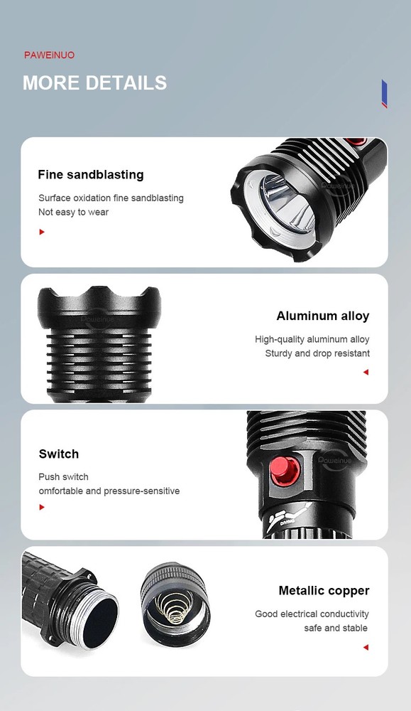 Professional Diving Torch XHP199 Scuba Flashlight Underwater Torch Light