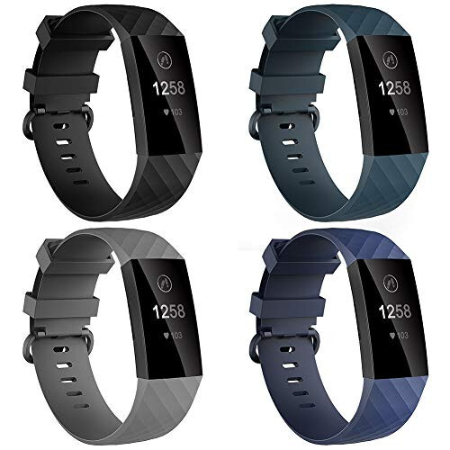 2 Pack  Silicone Replacement Band for Fitbit  Charge 3  /Charge 4 Watch