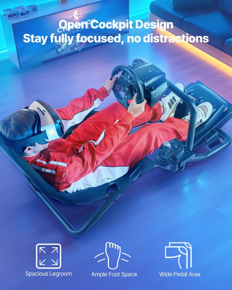 VEVOR Racing Simulator Cockpit Wheel Stand Integrated Fit Logitech Thrustmaster