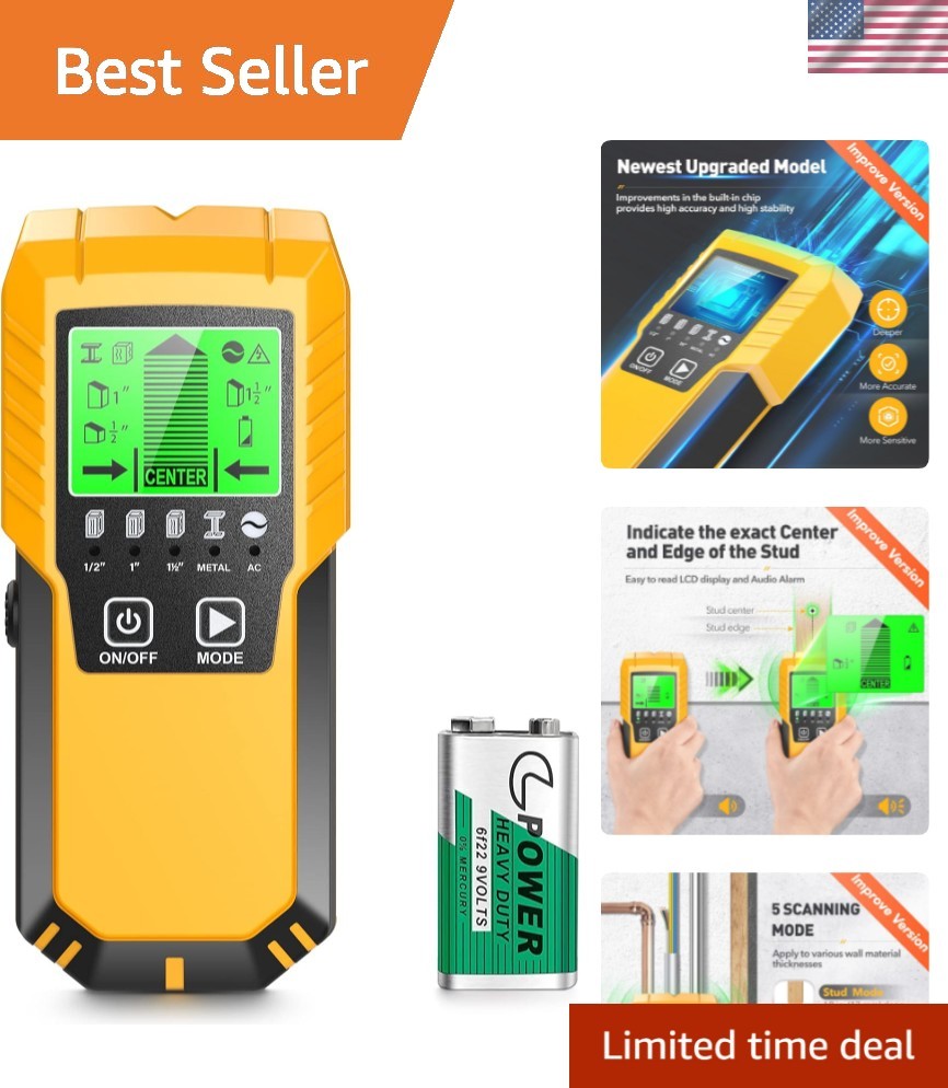 Efficient Wall Scanner with Continuous Wire Alerts - Perfect for DIY Projects