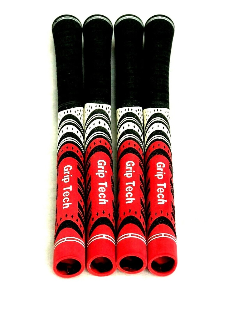 5 NEW Grip-Tech MULTI COMPOUND golf grips - BLACK WHITE RED - Standard Size