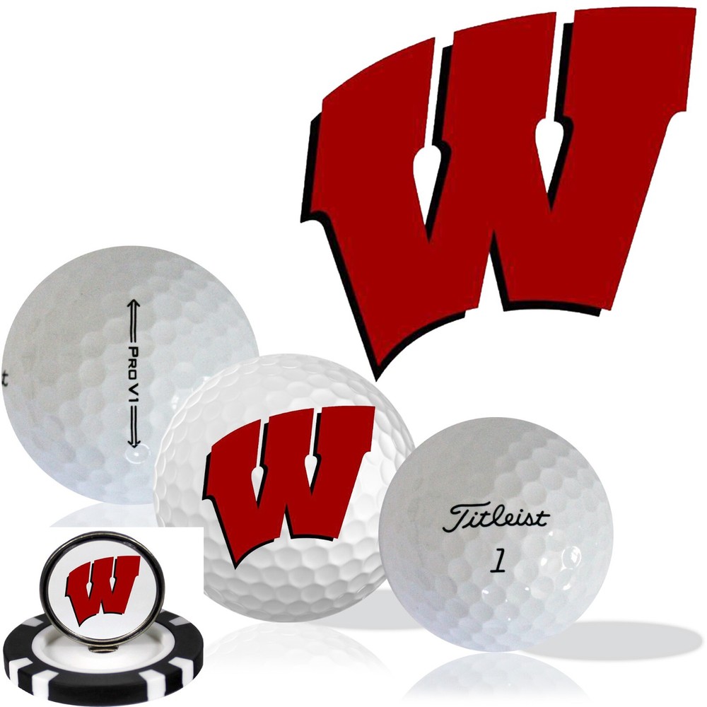 NCAA Wisconsin Badgers • Golf Balls 12 pack • Titleist ProV1 • Refinished