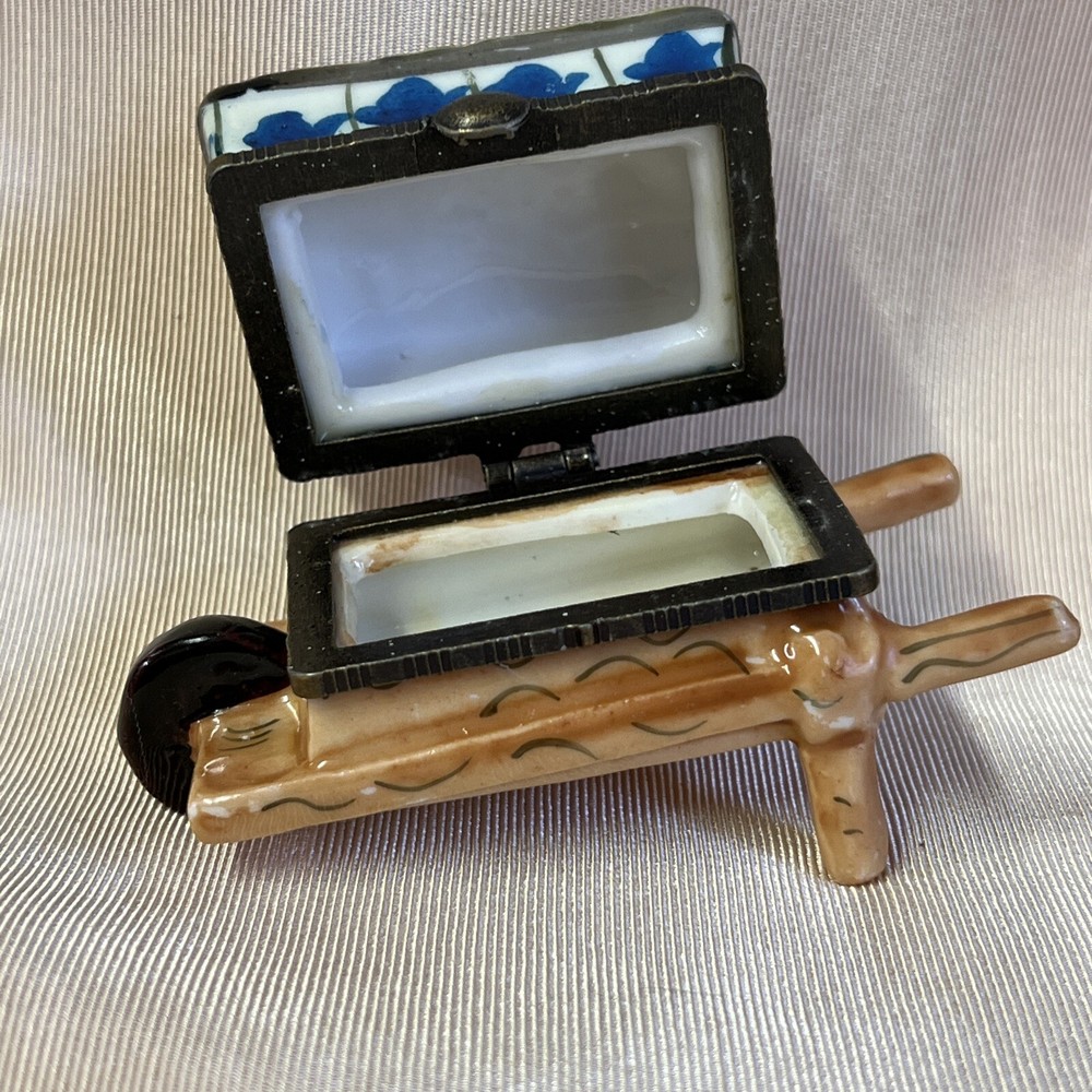 Flower Wheelbarrow Hinged Trinket Keepsake Box