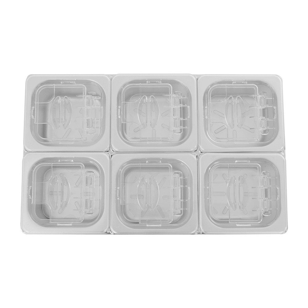 6-compartment Fruit Pan, Fruit Pan with Acrylic Lids and Water-filtering Gaskets