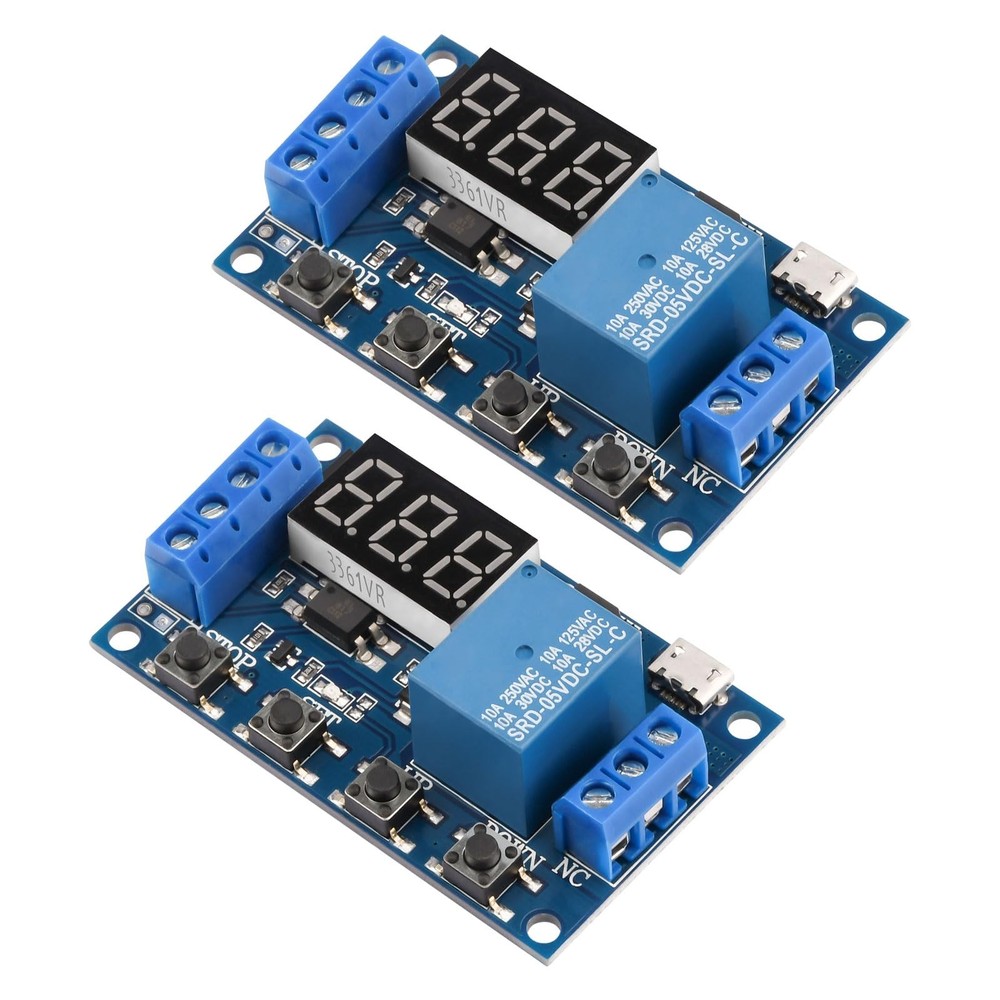 FORIOT 2pcs 5V Micro USB Timer Relay DC 6-30V Programmable Cycle Delay Timer...