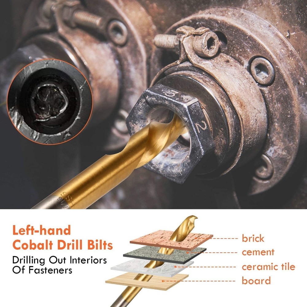 XEWEA 49PCS Screw & Bolt Extractor Set with Left Hand Drill Bit Set, Multi-Sp...