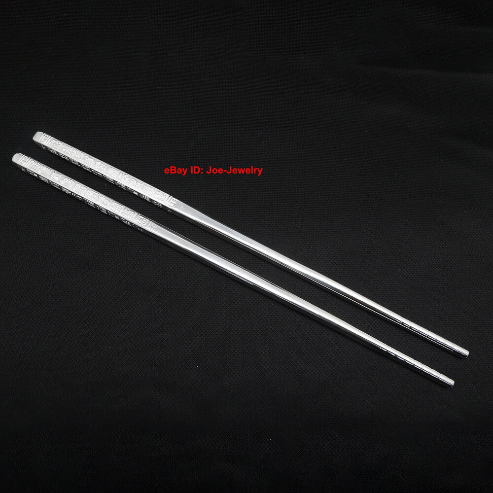 Real 999 Fine Silver Chopsticks Silver Healthy Tableware 福 Character Handle