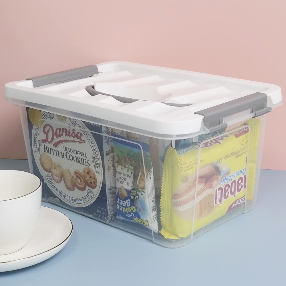 5.5 Quart Storage Bin, Plastic Latching Box Container, 6 Packs