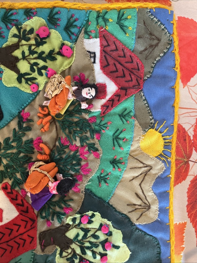Peruvian Arpillera Handmade 9 x 9 3D Textile Art