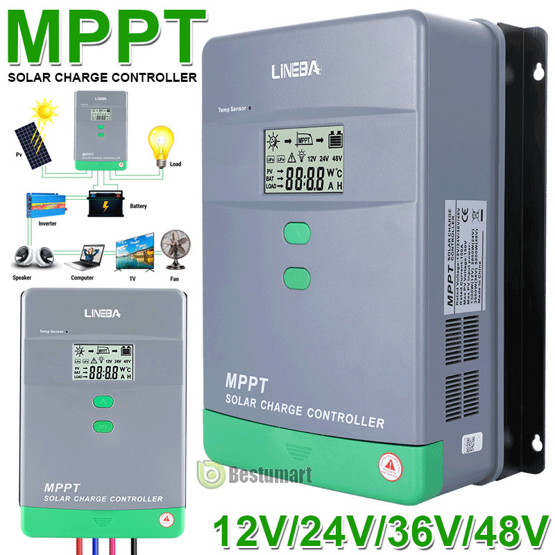 100A Solar Panel Regulator Charge Controller Auto Focus Tracking 12/24/36/48V US